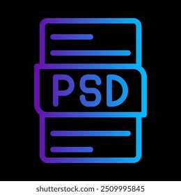 Icono de gradiente de archivo de documento PSD. formato, extensión, iconos de símbolo de tipo. Ilustración vectorial.