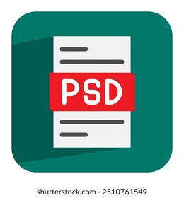 Icono plano de documento PSD. Icono de archivo exclusivo con detalle perfecto. Puede ser utilizado para el Sitio web, la UI y el App móvil.