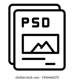 Psd document icon. Outline psd document vector icon for web design isolated on white background