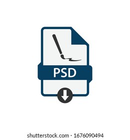 PSD Download File Format Vector Image. PSD File Icon Flat Design Graphic Vector