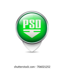 PSD download green circle button icon arrow pointer for web sites application. vector illustration