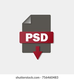 PSD download icon on background. PSD button .