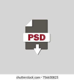 PSD download icon on background. PSD button .