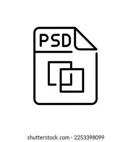 PSD file color line icon. Format and extension of documents.