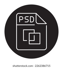 PSD file color line icon. Format and extension of documents.