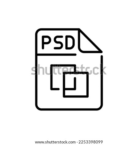 PSD file color line icon. Format and extension of documents.