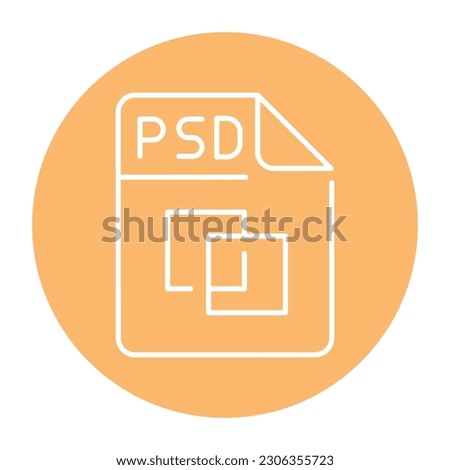 PSD file color line icon. Format and extension of documents.