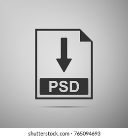 PSD file document icon. Download PSD button icon isolated on grey background. Flat design. Vector Illustration