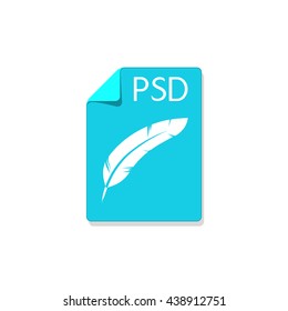 PSD file extension flat design icon, vector illustration isolated on white background