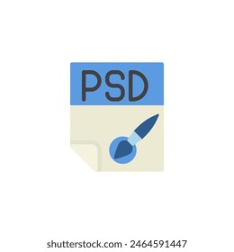 PSD-Datei flach Symbol, Vektorgrafik Zeichen, buntes Piktogramm auf Weiß isoliert. Symbol, Logo-Darstellung. Flaches Design