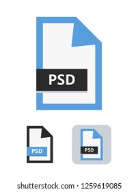 Psd file flat vector icon. Symbol of PSD file for lossless retention of graphical data. Suitable for graphic work, pictures, photos, images, vectors and graphic isolated on a white background.