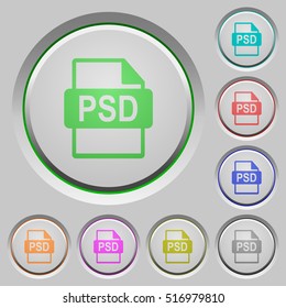 PSD file format color icons on sunk push buttons