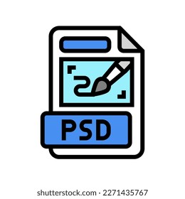 psd file format document color icon vector. psd file format document sign. isolated symbol illustration