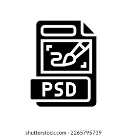 psd file format document glyph icon vector. psd file format document sign. isolated symbol illustration