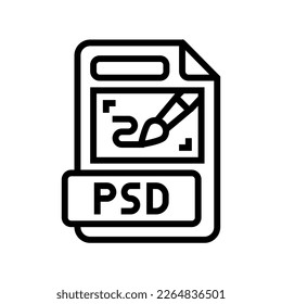 psd file format document line icon vector. psd file format document sign. isolated contour symbol black illustration