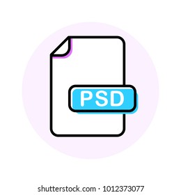 PSD file format, extension color line icon. Vector illustration