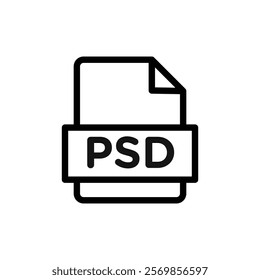 PSD File Format Icon Black and white outline vector