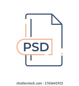 PSD File Format Icon. PSD extension line icon.