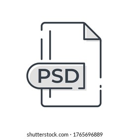 PSD File Format Icon. PSD extension line icon.