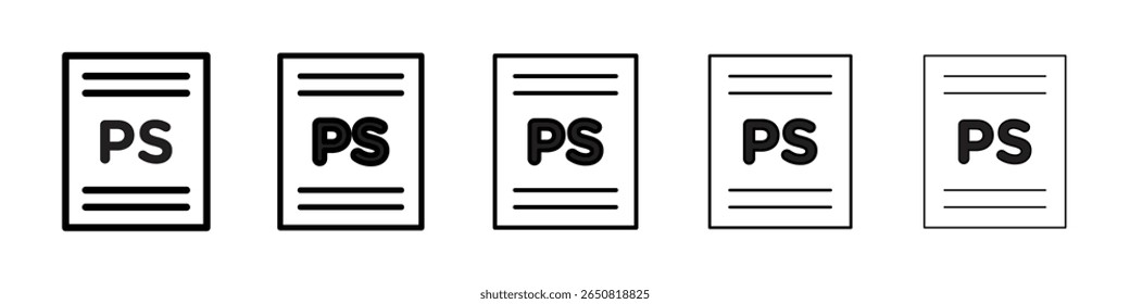 Ícone de formato de arquivo PSD vetor isolado no fundo branco definido