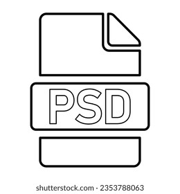 PSD File Format Icon in Outline Style