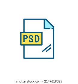 PSD file format icon. Pixel perfect, editable stroke, line art color