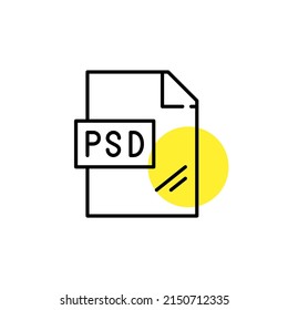 PSD file format icon. Pixel perfect, editable stroke, line art