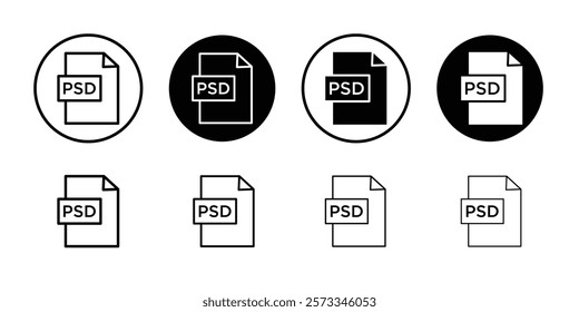 PSD File Format Icon vector line logo mark or symbol set collection outline style