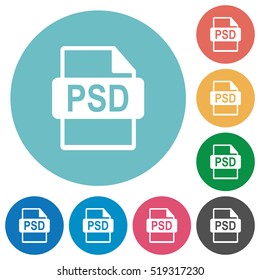 PSD file format white flat icons on color rounded square backgrounds