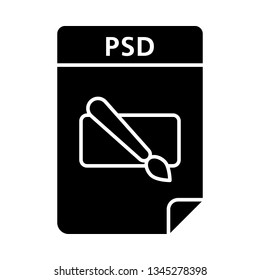 PSD file glyph icon. Layered image file format. Silhouette symbol. Negative space. Vector isolated illustration