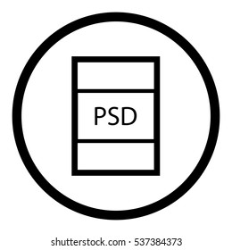 PSD file icon in circle on whitebackground