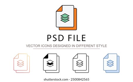 Psd Datei Symbol Design mit weißem Hintergrund Stockgrafik