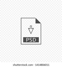 PSD file icon. Download psd button, Vector illustration