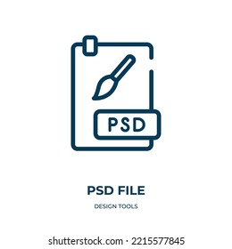 Psd file icon. Linear vector illustration from design tools collection. Outline psd file icon vector. Thin line symbol for use on web and mobile apps, logo, print media.