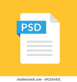 PSD file icon. Raster graphic editor document type. Flat design graphic illustration. Vector PSD icon