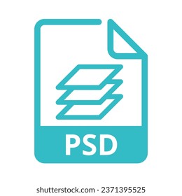 PSD-Dateisymbol. Vektordateiformat. RAW File Extension Modern Flat Design