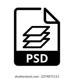 PSD-Dateisymbol. Vektordateiformat. RAW File Extension Modern Flat Design