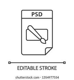 PSD file linear icon. Layered image file format. Thin line illustration. Contour symbol. Vector isolated outline drawing. Editable stroke