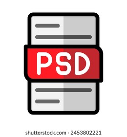 Psd file type flat icons. document files format graphic design outline icon