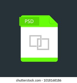 PSD file type icon. Vector illustration isolated on a dark blue background.