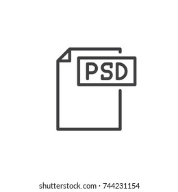 Psd format document line icon, outline vector sign, linear style pictogram isolated on white. File formats symbol, logo illustration. Editable stroke