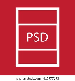 PSD format icon on red background