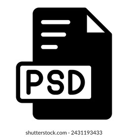 Psd-Symbol Glyphendesign. Bilderweiterungsformat Dateityp-Symbol. Vektor-Illustration