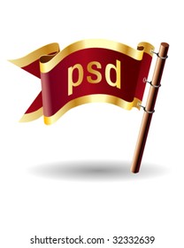 PSD Image File Extension Symbol On Vector Royal Flag Button Suitable For Print, Web, Or Promotional Use