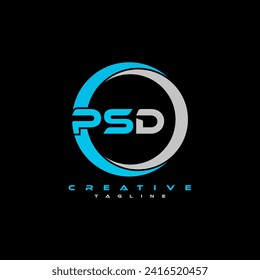 PSD letter logo design on black background. PSD creative initials letter logo concept. PSD letter design.