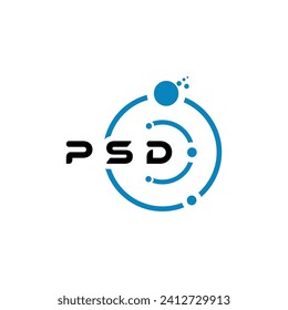 PSD letter technology logo design on white background. PSD creative initials letter IT logo concept. PSD letter design