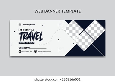 PSD travel and tourism web banner and facebook cover design template.