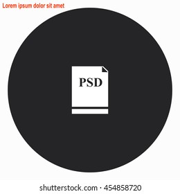 PSD web icon. Gray circle button with white illustration.