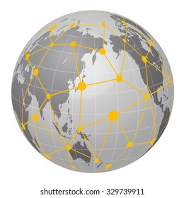 Pseudo Earth that contains the whole world map and Worldwide network, image illustration