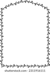 Pseudo Four centered arch Leaf rectangular frame architectural window door ornate flower frame floral leaf borders natural Botanical Branches decoration wedding card anniversary celebration beautiful 